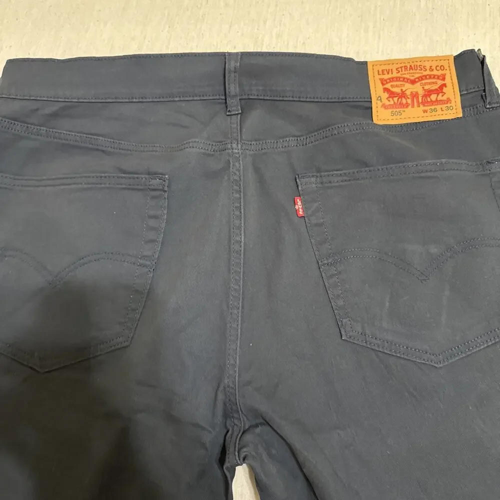 Levi's 505 Regular Pants Men's 36x30 Navy Blue Indigo Straight Casual Work NWOT